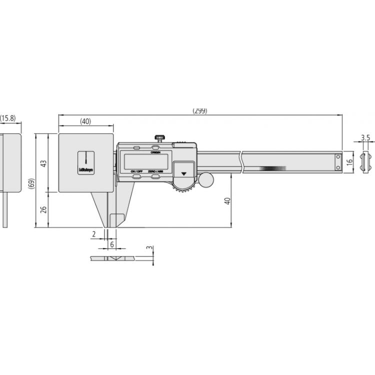 Mitutoyo Dijital Özel Kumpas (Kauçuk Kumpası) 0-180 mm | 573-191-30