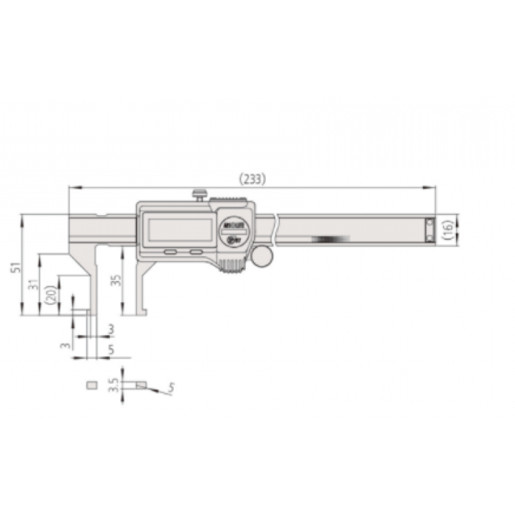 Mitutoyo Dijital İç Kanal Kumpası 10.1-160 mm | 573-645-20