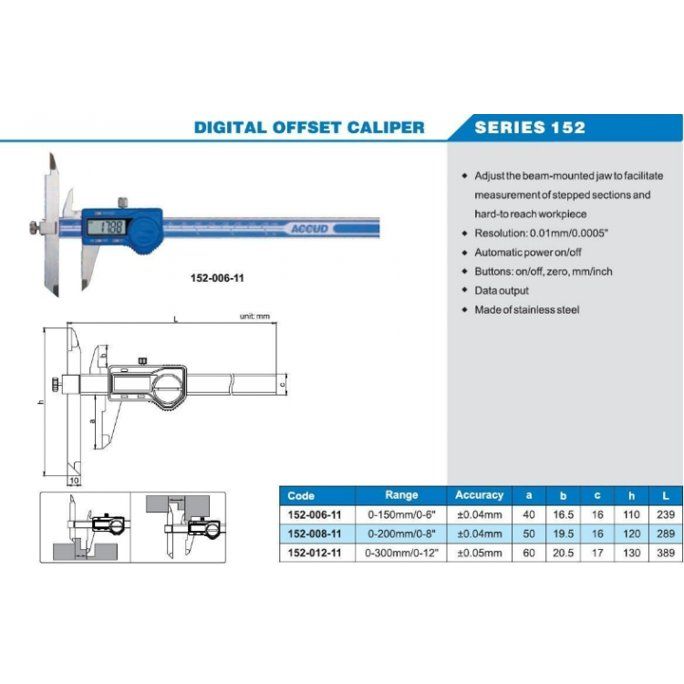 Accud Dijital Offset Kumpası 200mm | 152-008-11