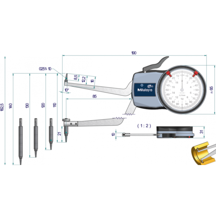 Mitutoyo Analog Göstergeli Hassas Kollu Yoklayıcı 90-140mm | 209-311