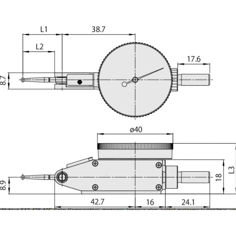 Mitutoyo Salgı Komparatörü 1.50mm | 513-426-10E