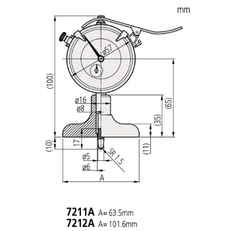 Mitutoyo Derinlik Ölçme Komparatörü 0-200mm | 7211A