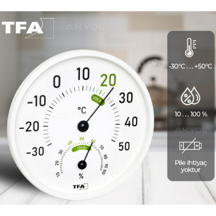 TFA 45.2045.02 Geniş Göstergeli Analog Sıcaklık Nem Ölçer