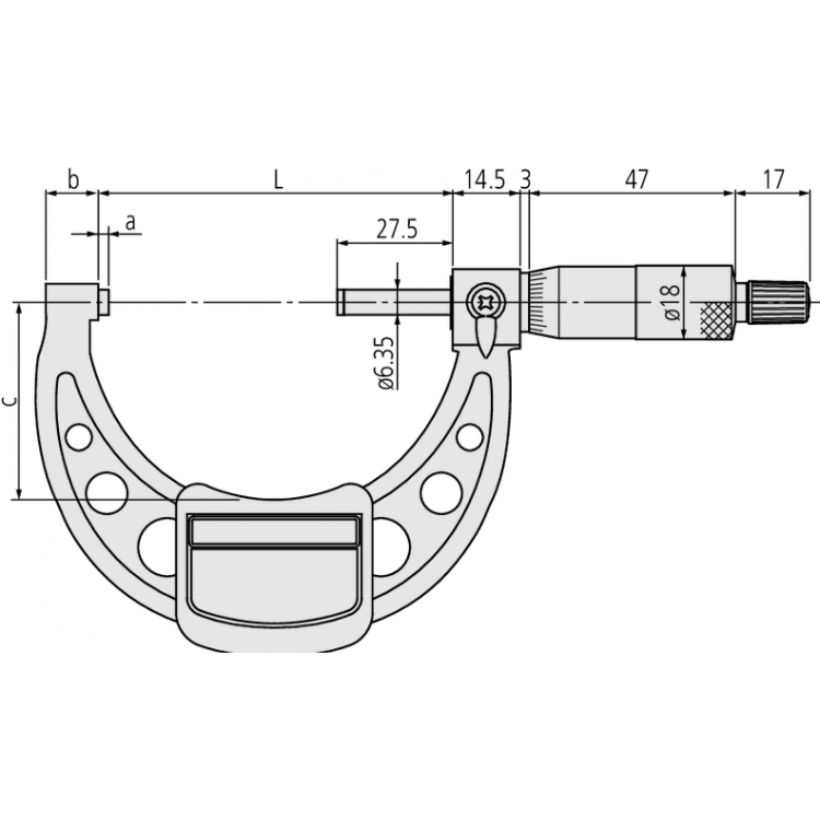 Mitutoyo Hafif ve Atölye Tipi Dış Çap Mikrometreleri 100-125 mm | 103-141-10