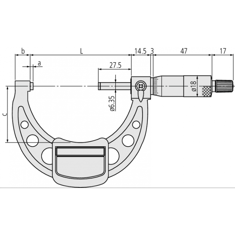 Mitutoyo Hafif ve Atölye Tipi Dış Çap Mikrometreleri 125-150 mm | 103-142-10