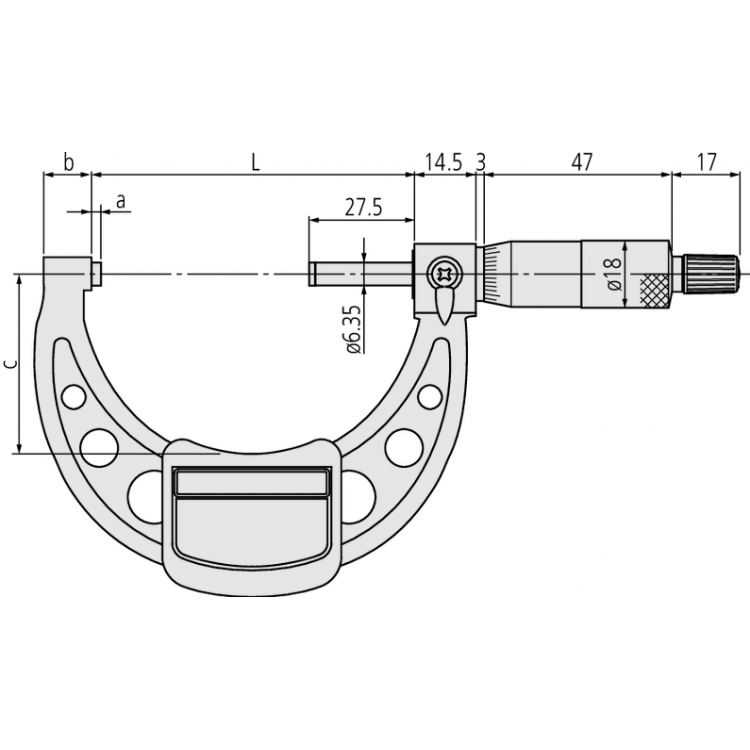 Mitutoyo Hafif ve Atölye Tipi Dış Çap Mikrometreleri 200-225 mm | 103-145-10