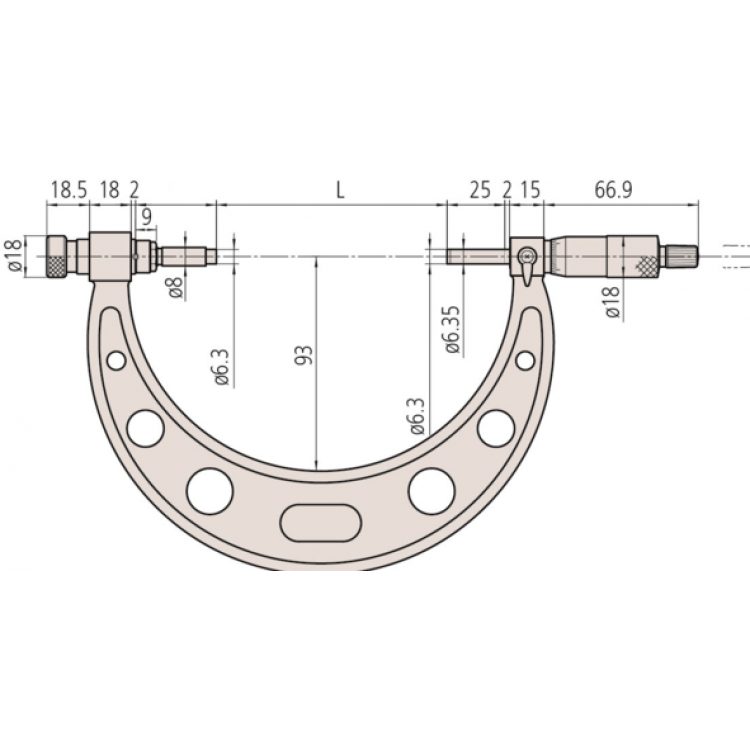 Mitutoyo Değiştirilebilir Uçlu Dış Çap Mikrometresi 200-300 mm | 104-141A