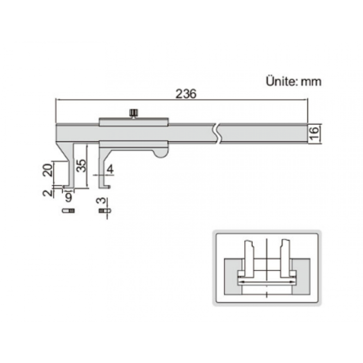 Insize İç Kanal Kumpası 18-150mm / 1262-150A