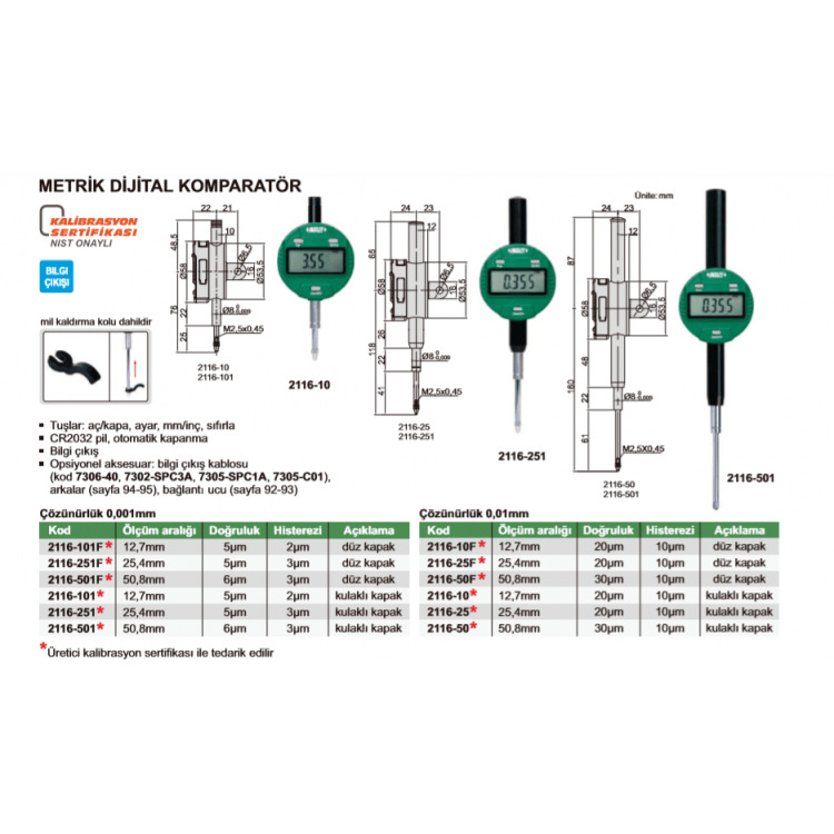 Insize 2116 Metrik Dijital Komparatör I 2116-10