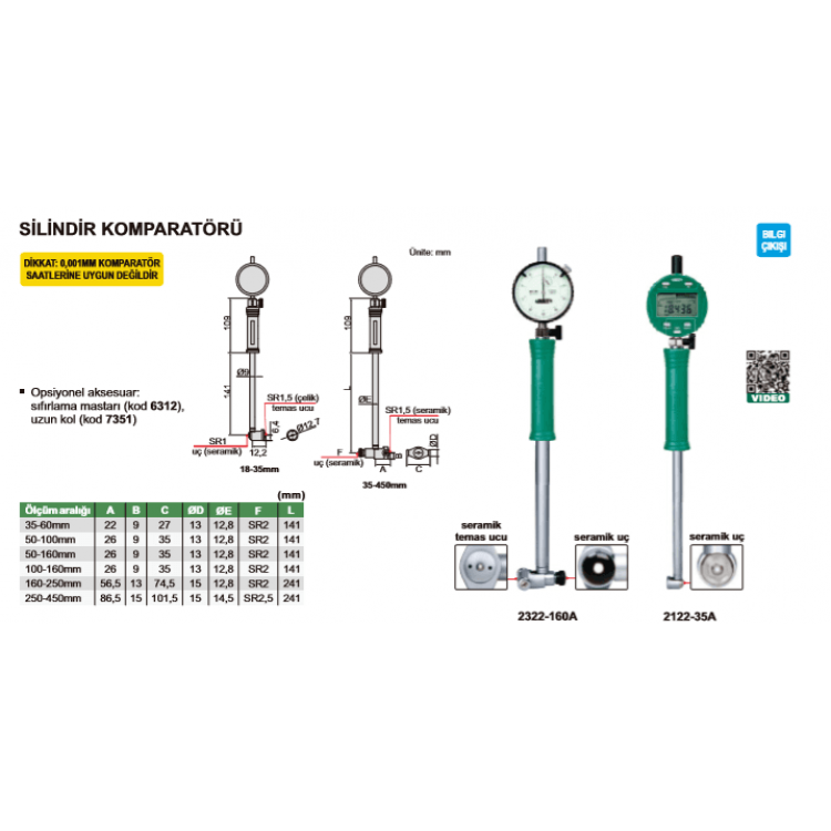 Insize 2122 Silindir Komparatör 35-60 mm I 2122-60A