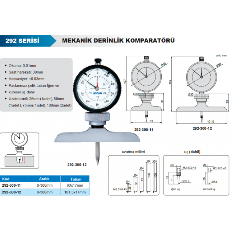Mekanik Derinlik Komparatörü 292 Serisi/292-300-11