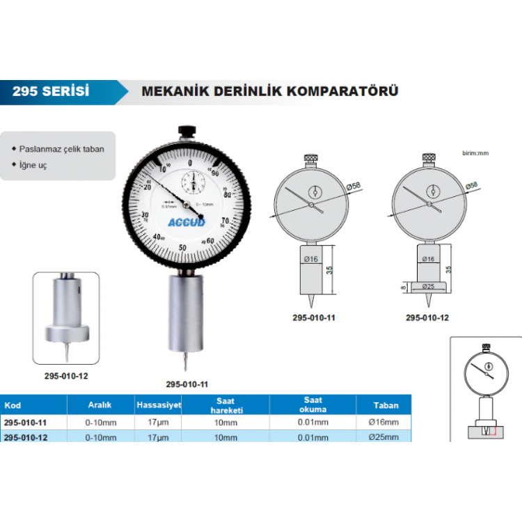 Mekanik Derinlik Komparatörü 295 Serisi / 295-010-11
