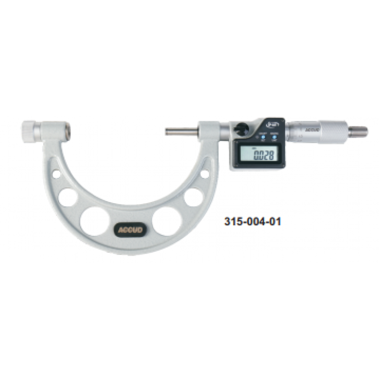 Accud Dijital Değiştirilebilir Uçlu Mikrometre 0-100 mm/315-004-01