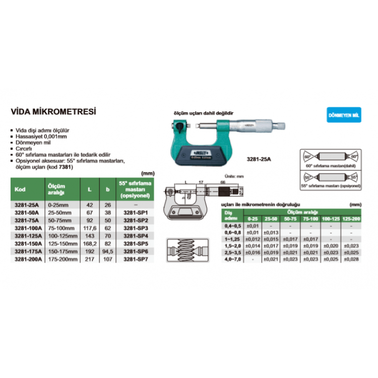 Insize 3281-25A Vida Mikrometresi I 3281-25A