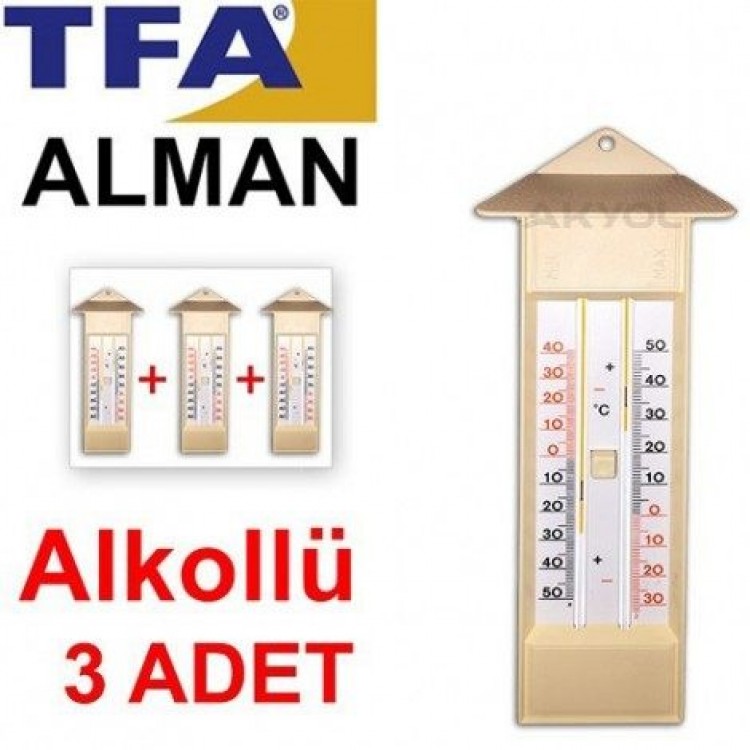 3 Adet | TFA 10.3015.03 Plastik Max-Min Alkollü Termometre 3 Adet | TFA 10.3015.03 Plastik Max-Min Alkollü Termometre