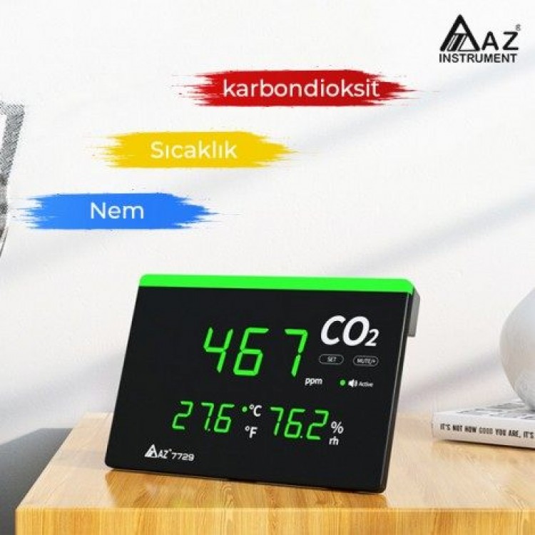 AZ 7729 Işıklı Display Ortam Hava Kalitesi Ölçer AZ 7729 Işıklı Display Ortam Hava Kalitesi Ölçer