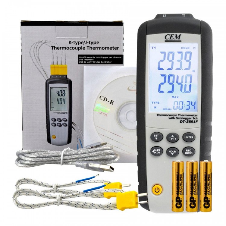 Cem DT-3891F 2 Kanallı Termokupl Sıcaklık Data Logger