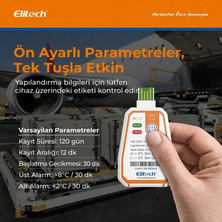 Elitech RC-17 Tek Kullanımlık USB PDF Sıcaklık Data Logger