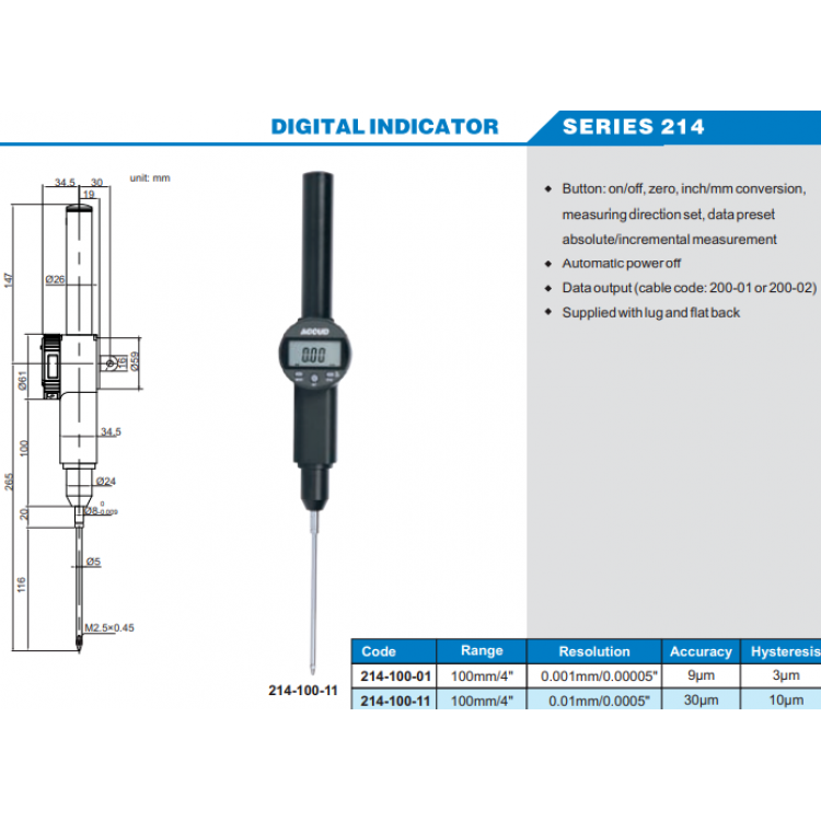 ACCUD Dijital Komparatör Saati 100mm | 214-100-01