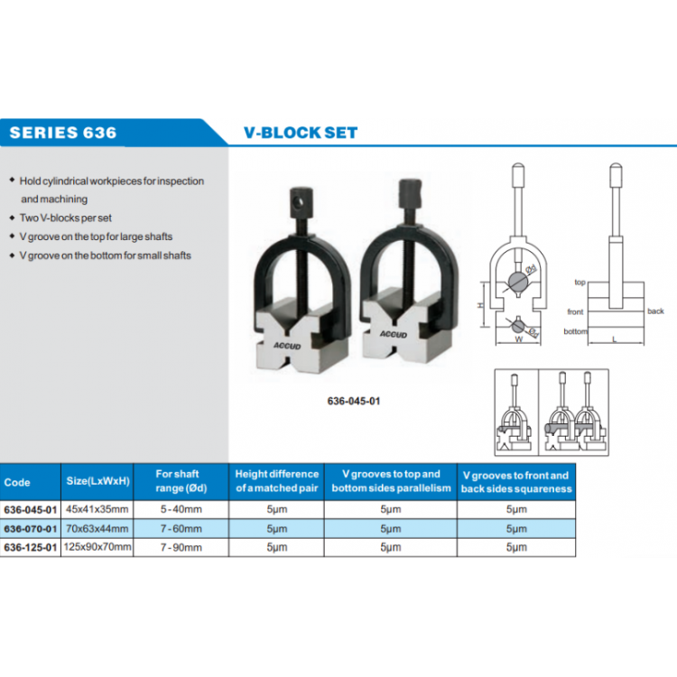 ACCUD Manyetik V-Blok Seti | 636-045-01
