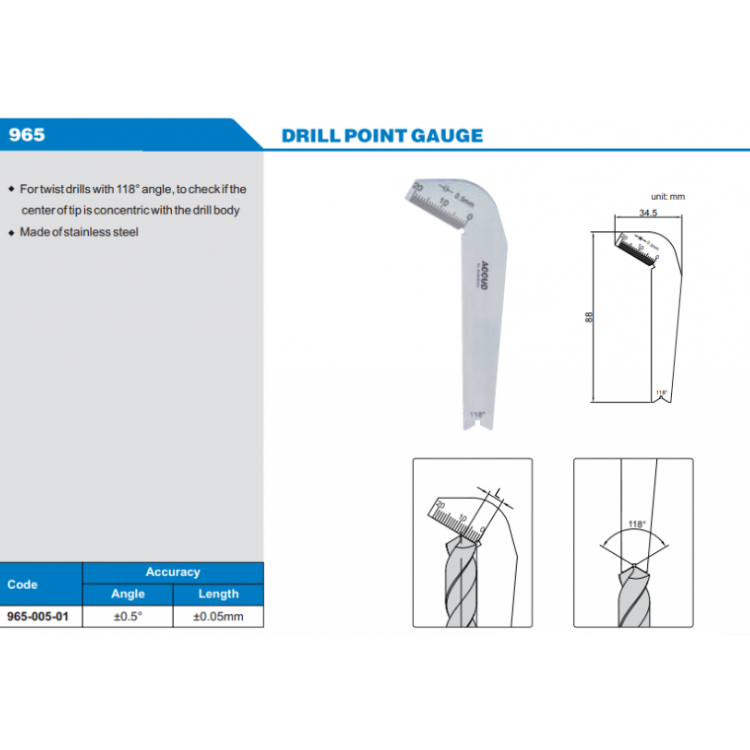 ACCUD Matkap Ucu Mastarı  | 965-005-01