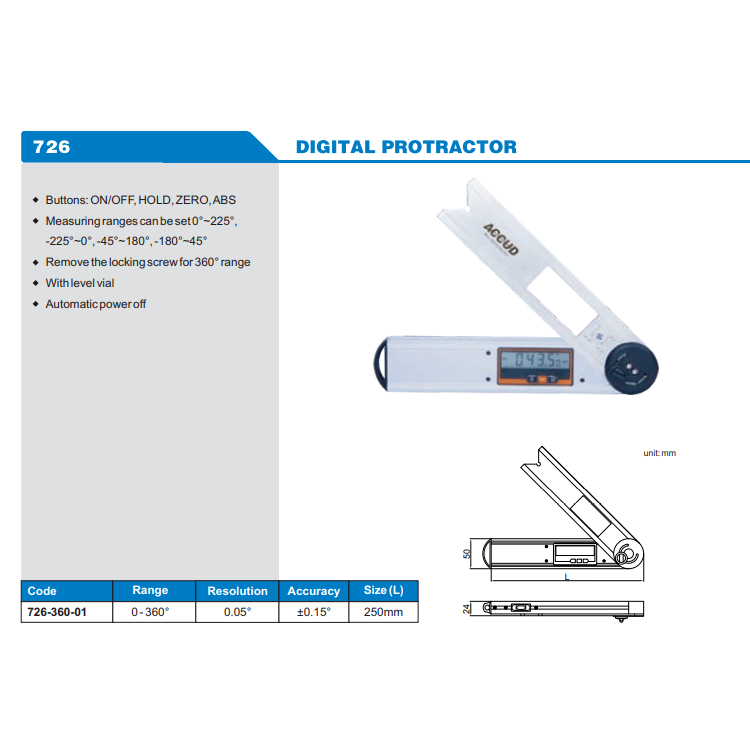 ACCUD Dijital Açı Ölçer | 726-360-01