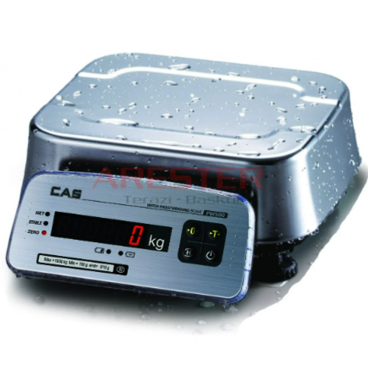 CAS FW 500E Paslanmaz ve Su Korumalı Terazi 15 Kg/5g (Onaylı)